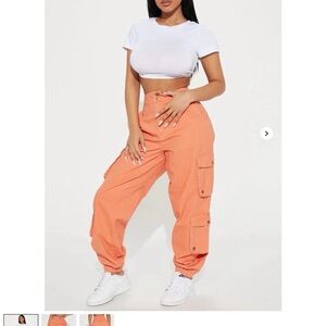 Fashion Nova Peach Cargo Joggers